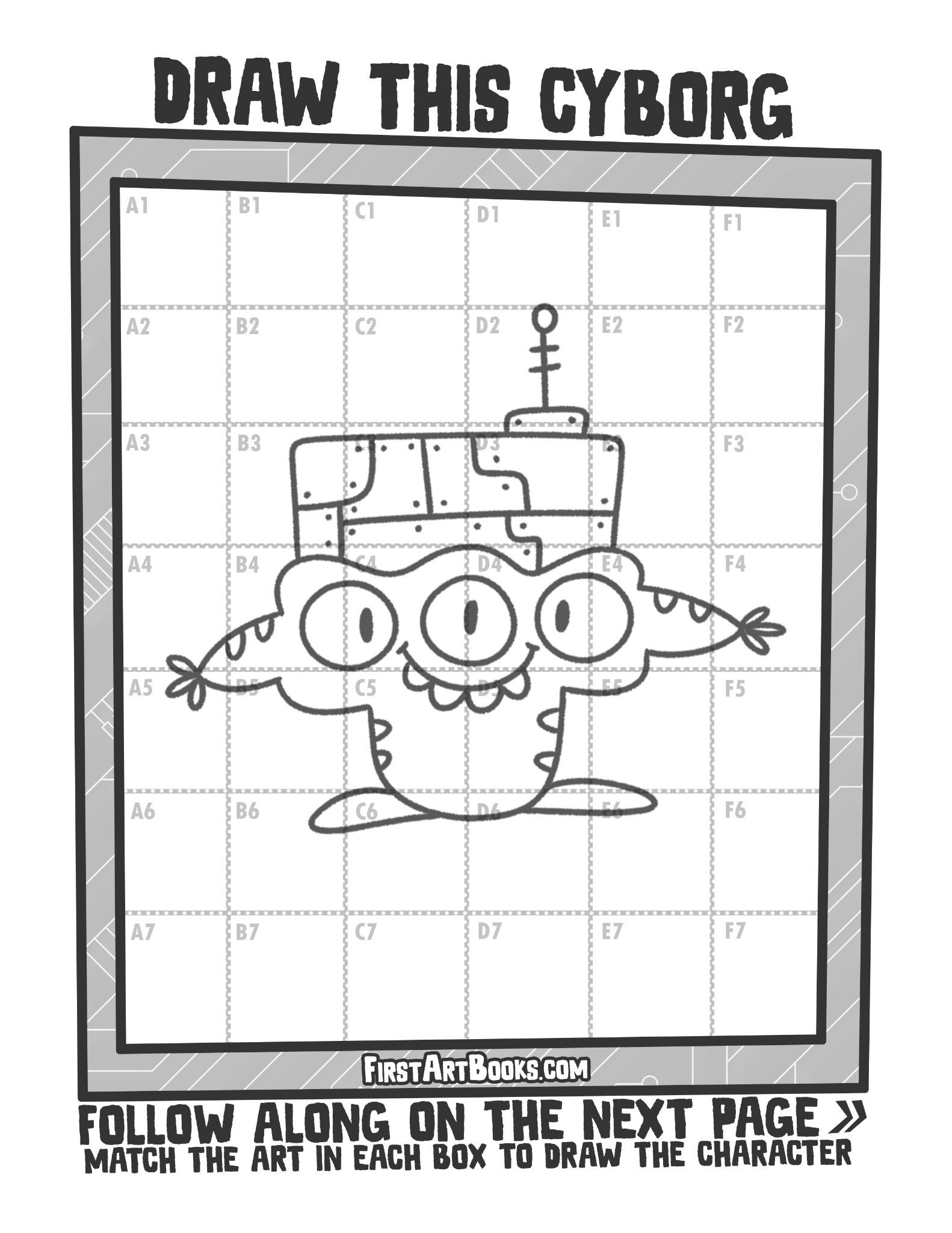 Interior sample 1 from Draw by Grid: Alien Cyborgs