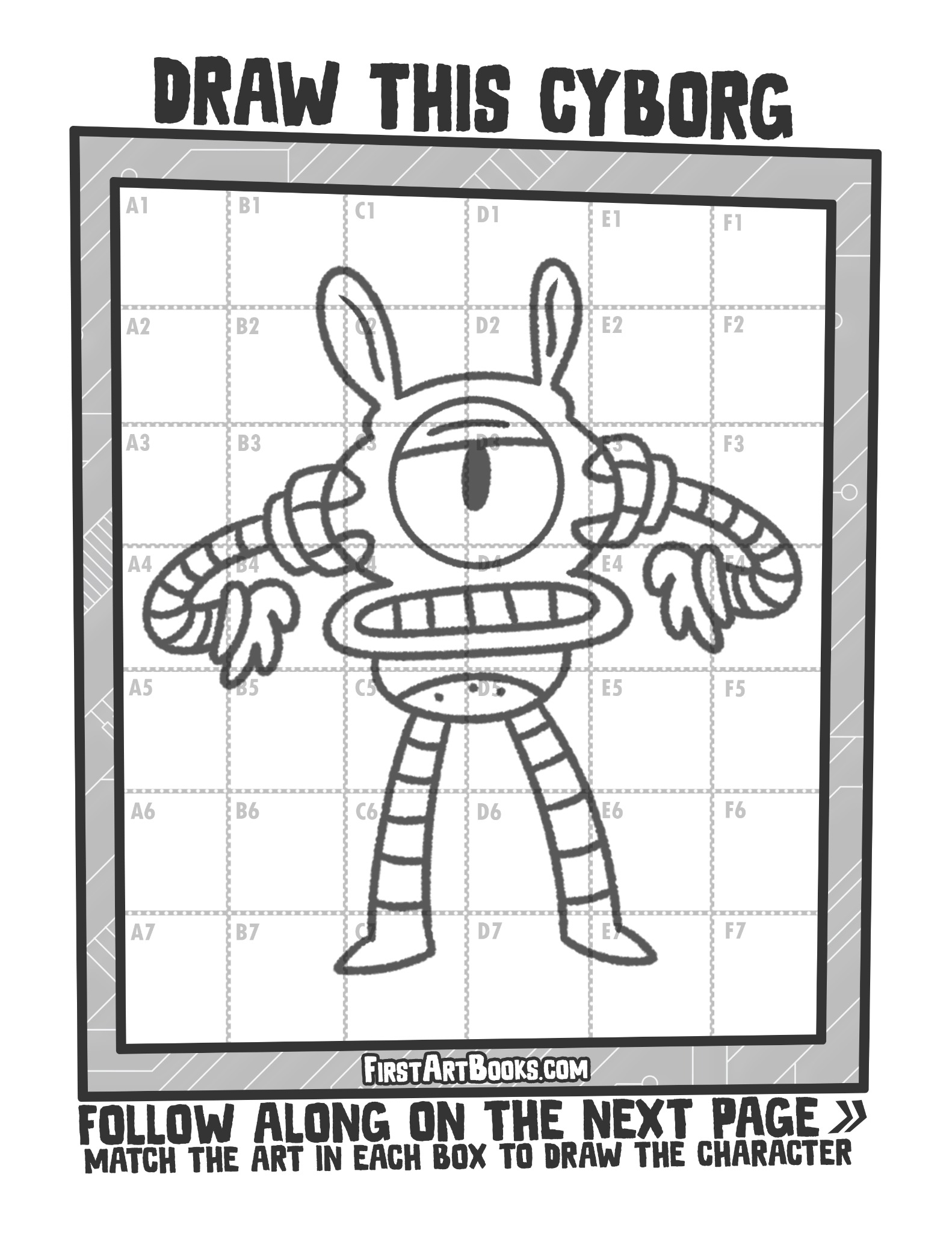 Interior sample 2 from Draw by Grid: Alien Cyborgs
