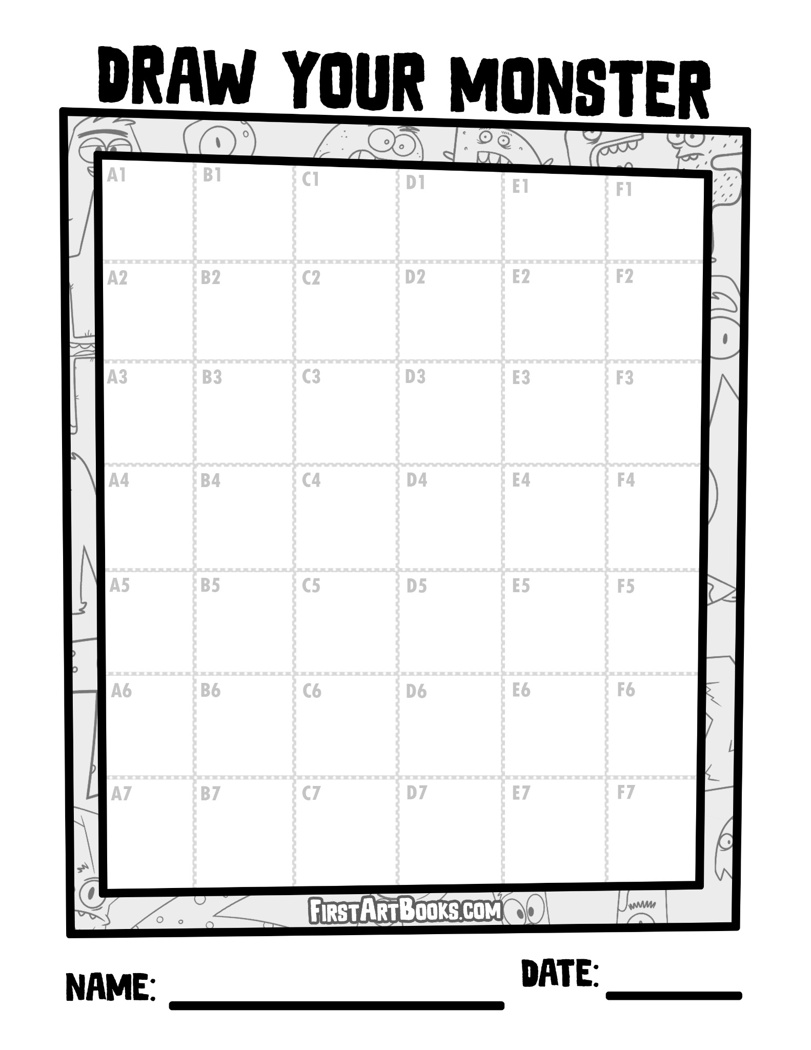 Interior sample 1 from Draw by Grid: Alphabet Monsters