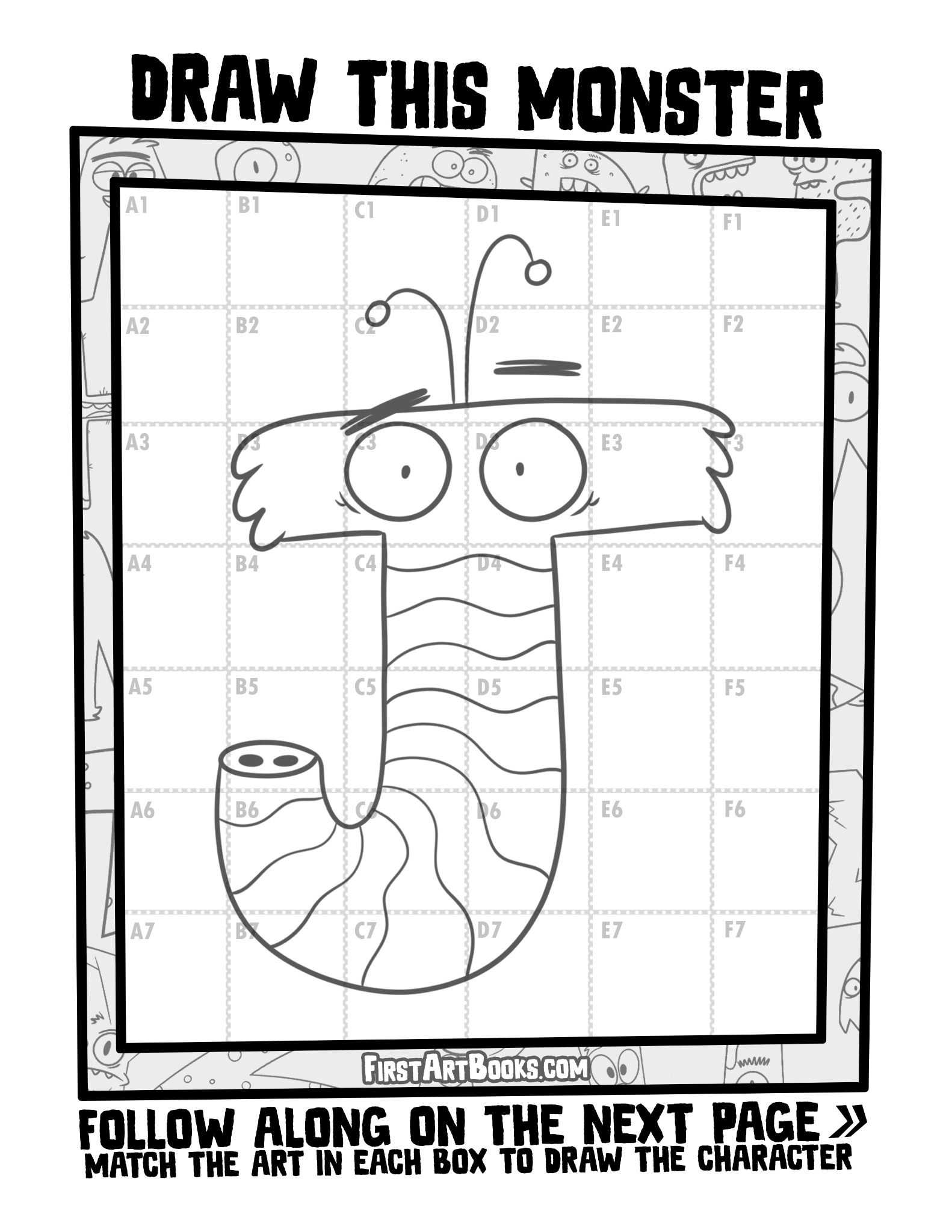 Interior sample 3 from Draw by Grid: Alphabet Monsters