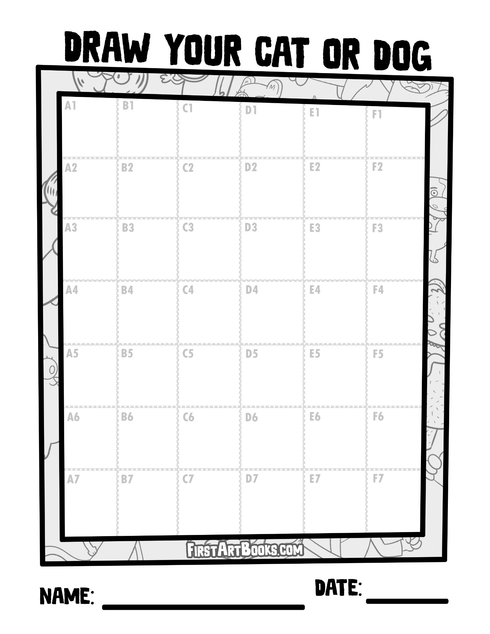 Interior sample 1 from Draw by Grid: Cartoon Cats & Dogs