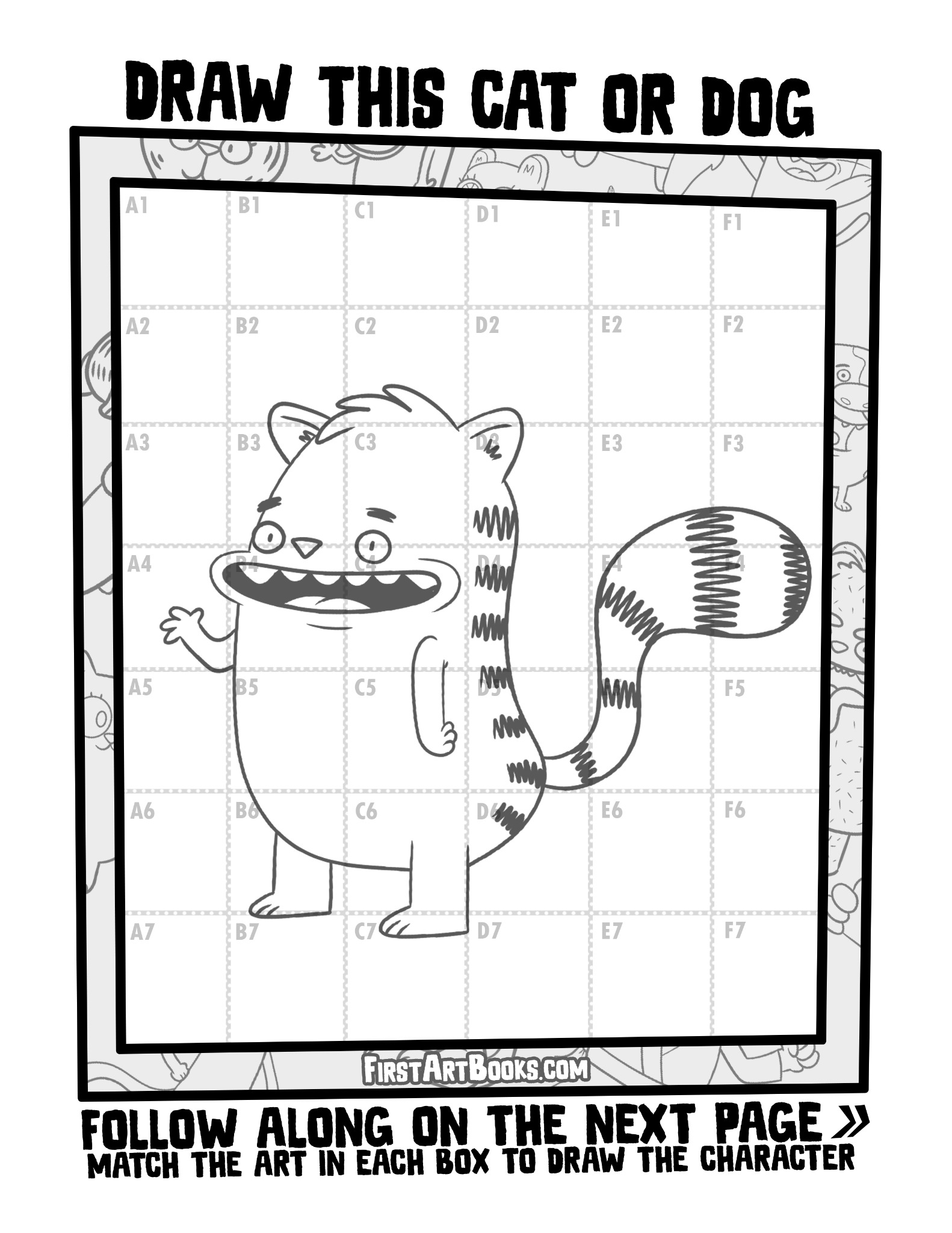 Interior sample 3 from Draw by Grid: Cartoon Cats & Dogs
