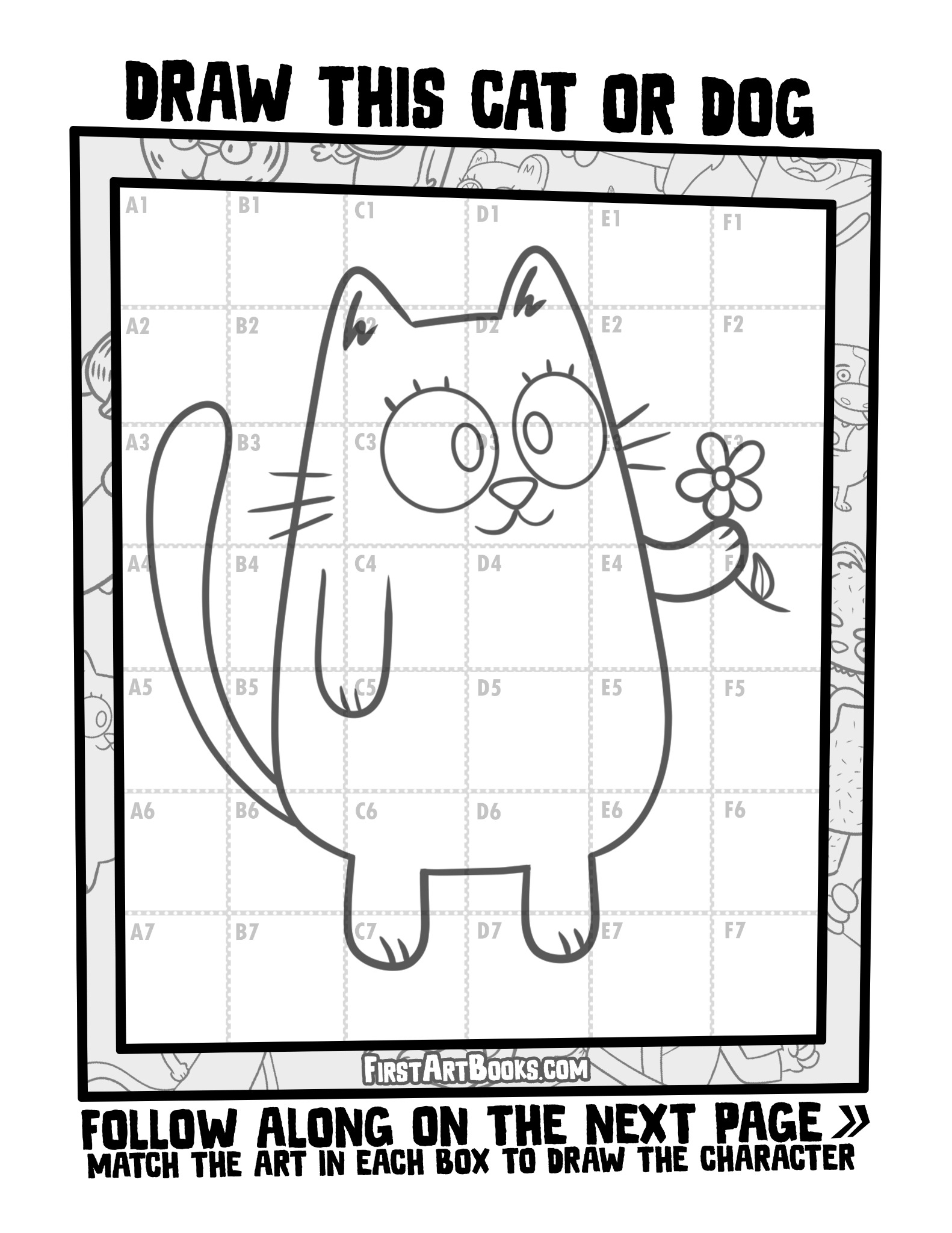 Interior sample 4 from Draw by Grid: Cartoon Cats & Dogs