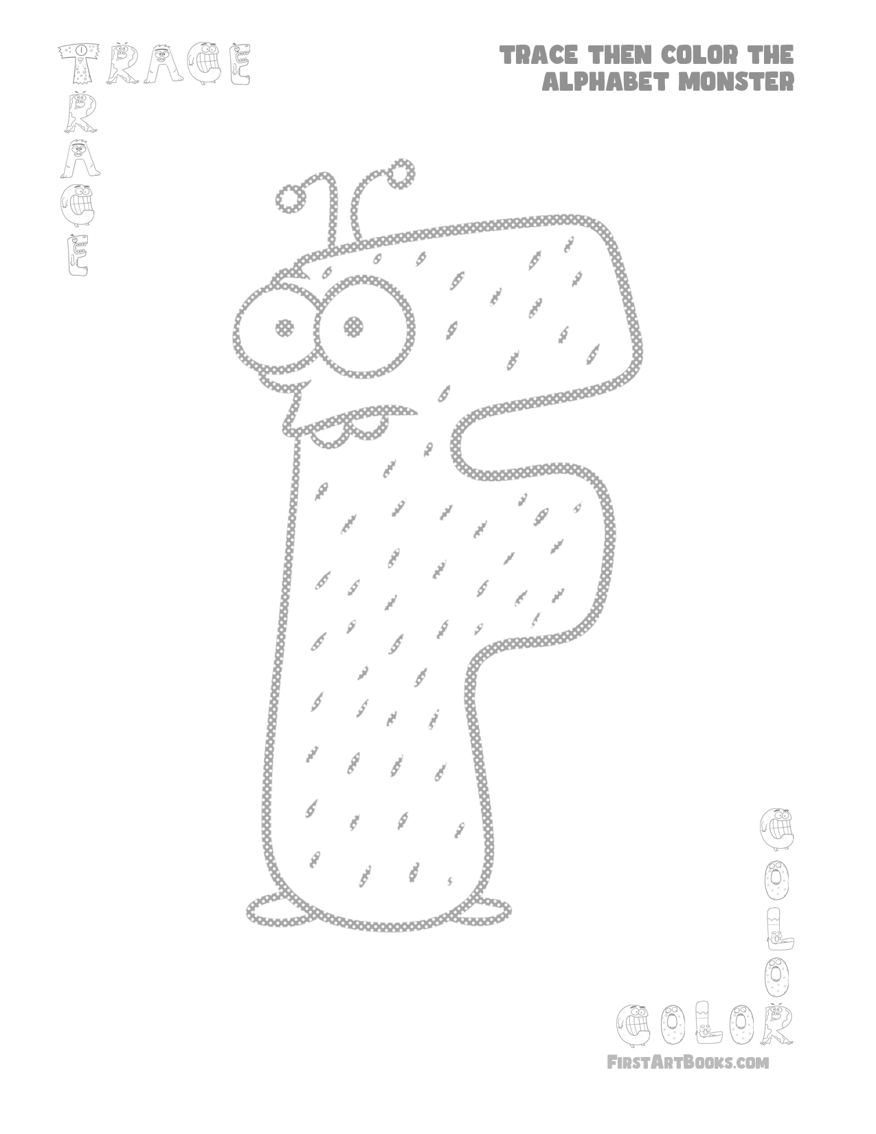 Interior sample 1 from Trace Then Color: Alphabet Monsters