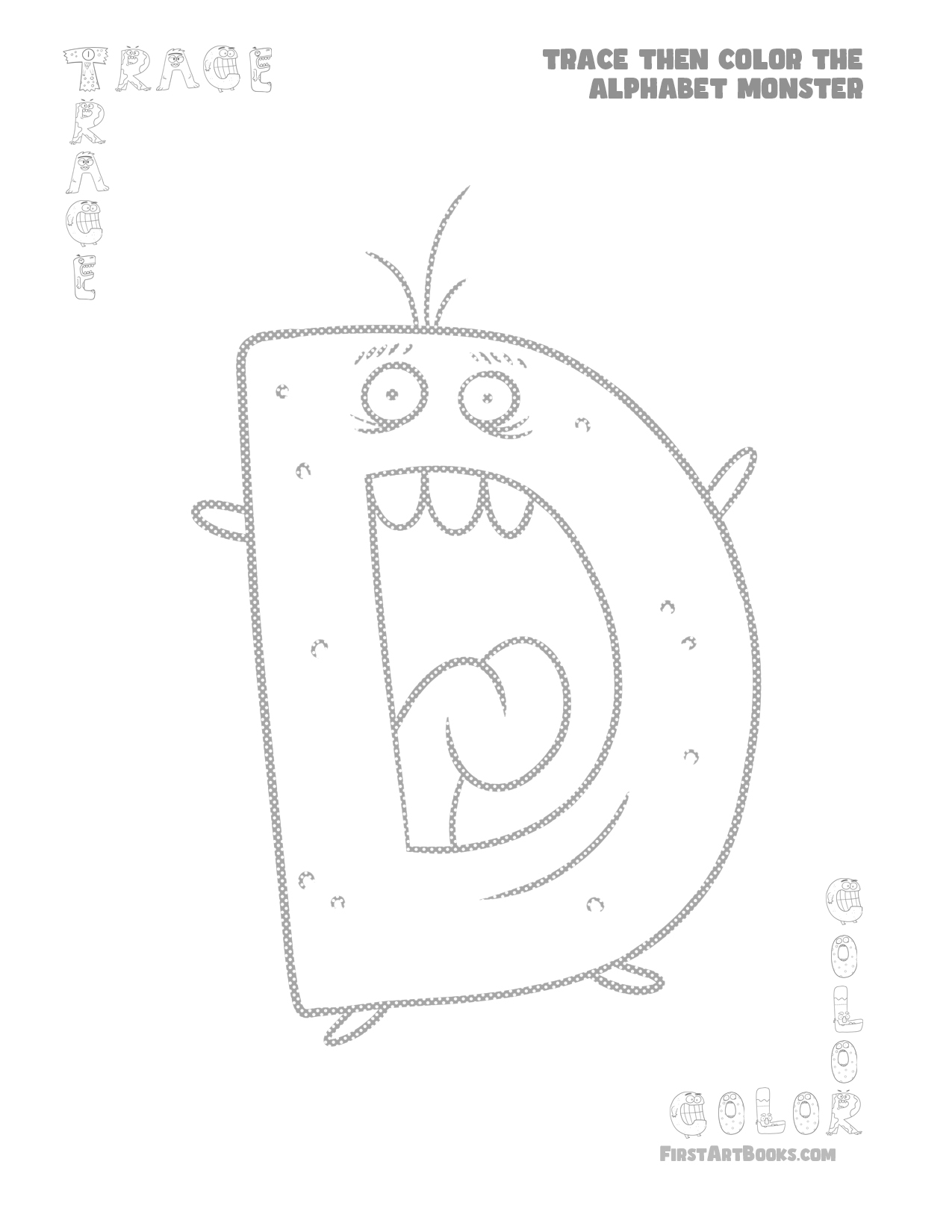 Interior sample 2 from Trace Then Color: Alphabet Monsters