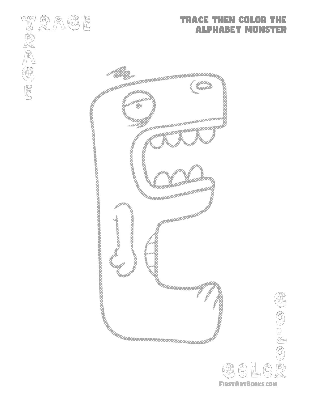 Interior sample 3 from Trace Then Color: Alphabet Monsters
