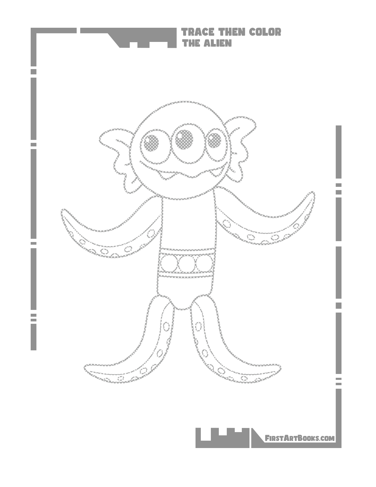 Interior sample 2 from Trace Then Color: Cartoon Aliens