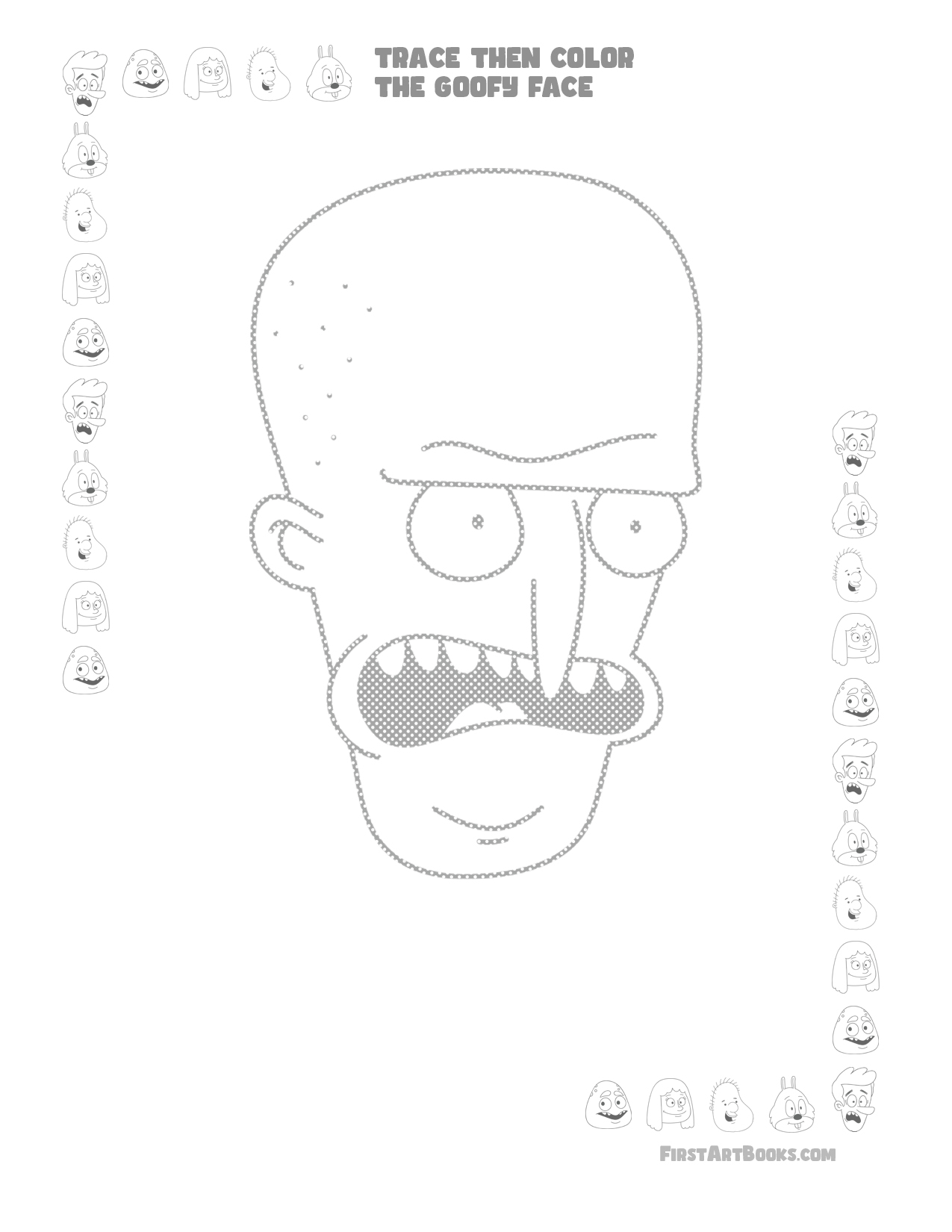 Interior sample 1 from Trace Then Color: Goofy Faces