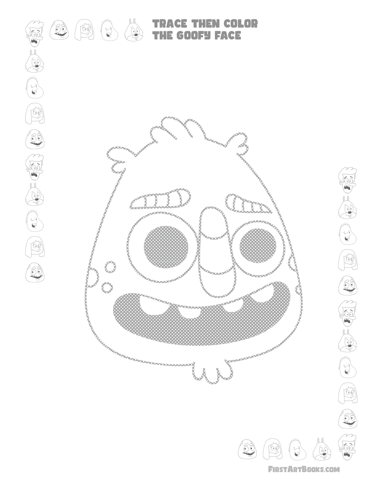 Interior sample 2 from Trace Then Color: Goofy Faces