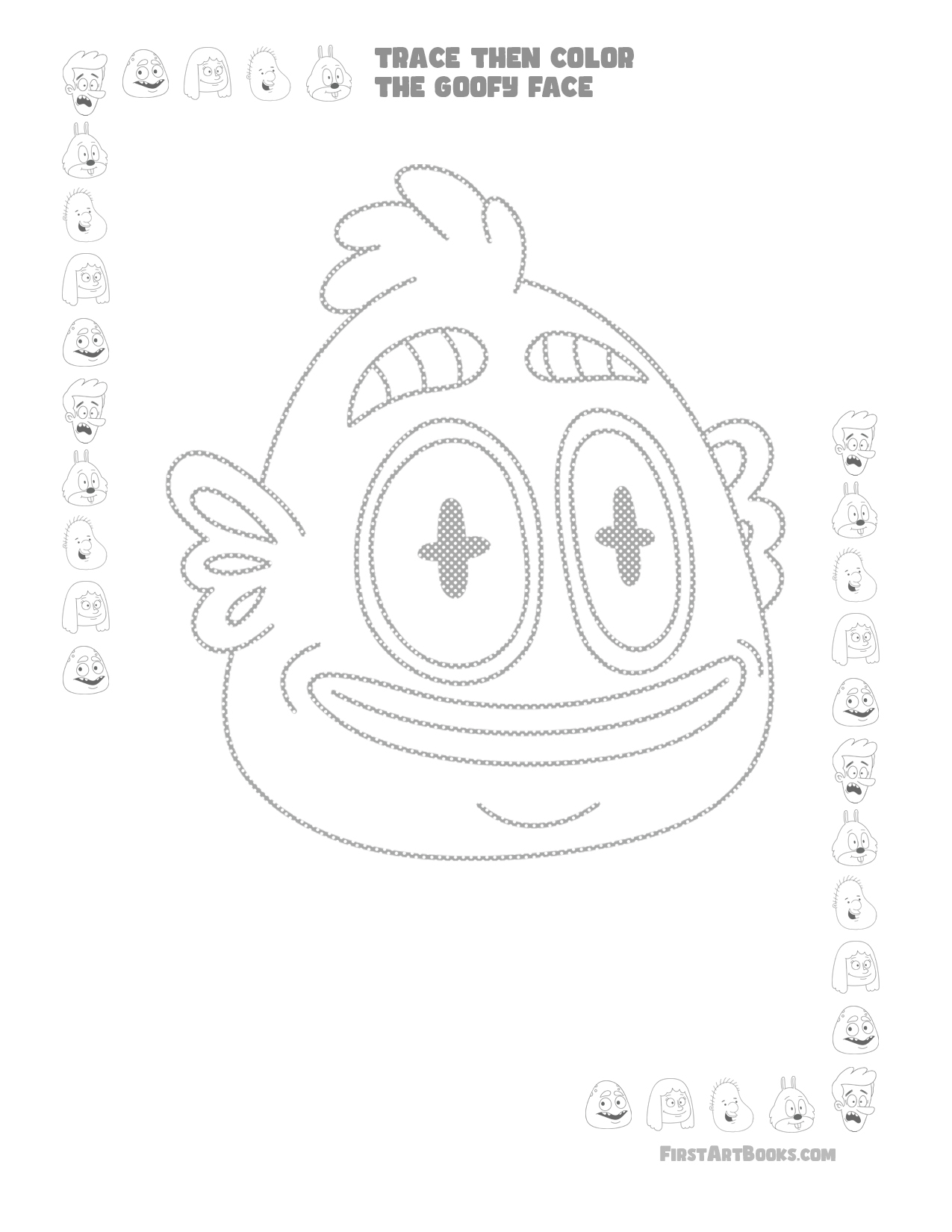 Interior sample 3 from Trace Then Color: Goofy Faces
