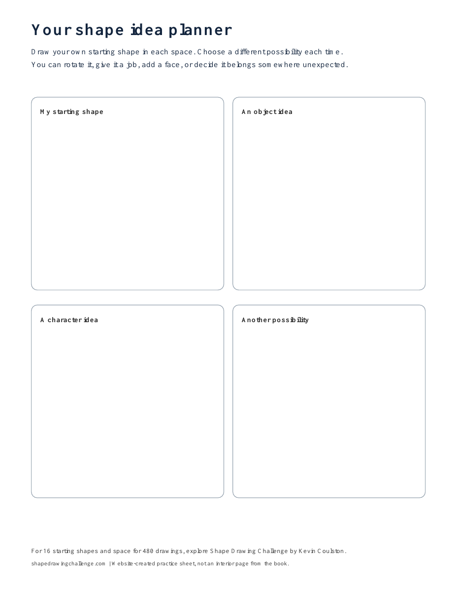 Preview of Shape Idea Planner website practice sheet