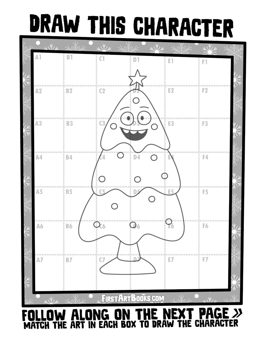 Free Christmas Tree Grid Drawing Activity actual book preview